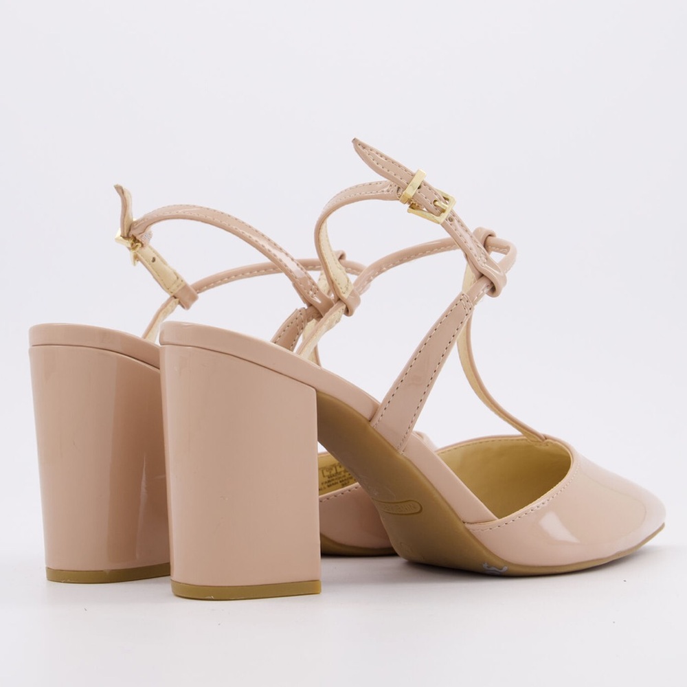 Nine West Barely Nude Patent T Bar Heels size 9.5 - Picture 4 of 9